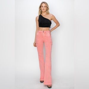 RISEN High Rise Side Slit Cargo Bootcut Jeans Size 9/29 NWT